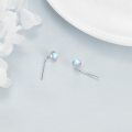 wholesale 925 Sterling Silver Round Pull-Through Moonstone Stud Earrings for Women-0-2