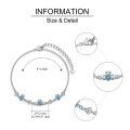 wholesale 925 Sterling Silver Claddagh Heart Blue CZ Adjustable Foot Anklet Jewelry-0-4