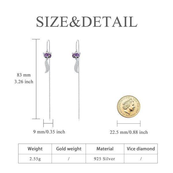 Sterling Silver Long Dangling Earrings-1