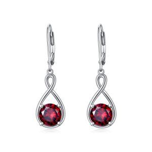 Sterling Silver Infinity Birthstone Earrings -0