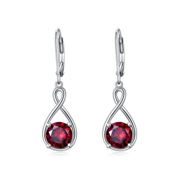 Sterling Silver Infinity Birthstone Earrings -0