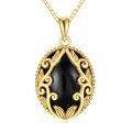 wholesale Gold-Plated 925 Sterling Silver Black Onyx Vine Design Pendant Necklace for Women-0-0