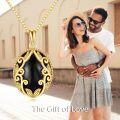 wholesale Gold-Plated 925 Sterling Silver Black Onyx Vine Design Pendant Necklace for Women-0-5