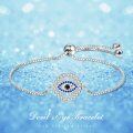 wholesale 925 Sterling Silver Evil Eye Charm Adjustable Bracelet for Women-0-1