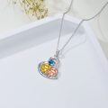 wholesale 925 Sterling Silver Cat & Blue Crystal Heart Pendant Necklace for Women-0-5