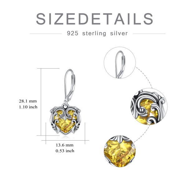 Sterling Silver Skull Heart Earrings-5