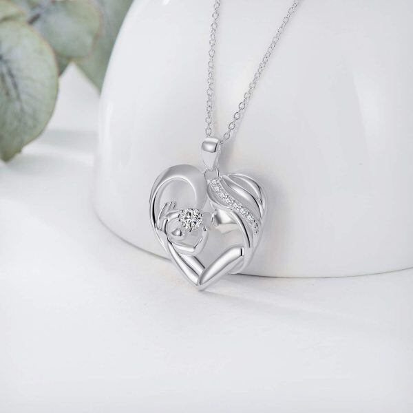 Sterling Silver Heart Mother Daughter Necklace-2