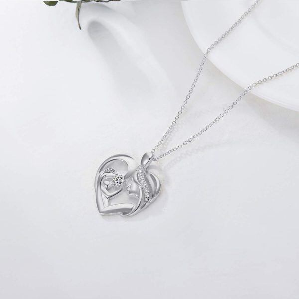 Sterling Silver Heart Mother Daughter Necklace-3