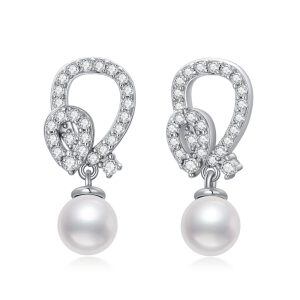 Sterling Silver Pearl Stud Earrings -0