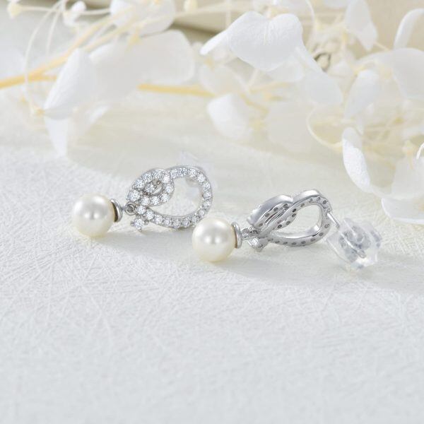 Sterling Silver Pearl Stud Earrings -2