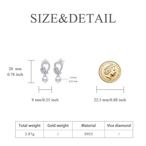 Sterling Silver Pearl Stud Earrings -4