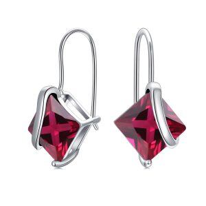 Sterling Silver Birthstone Dangle Drop Earrings-0