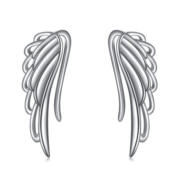 925 Sterling Silver Angel Wings Stud Earrings-0