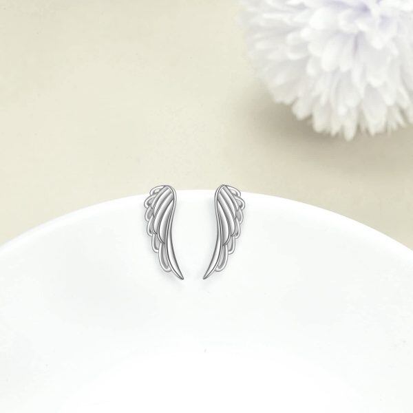 925 Sterling Silver Angel Wings Stud Earrings-2