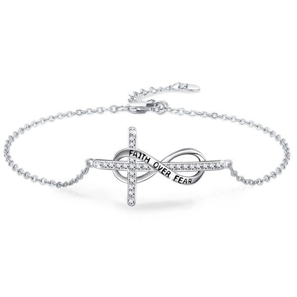 Sterling Silver Infinity Cross Bracelets-0