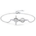 wholesale 925 Sterling Silver Infinity Cross Charm Bracelet with Faith Over Fear Engraving for Women-0-0
