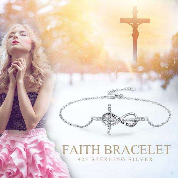 Sterling Silver Infinity Cross Bracelets-1