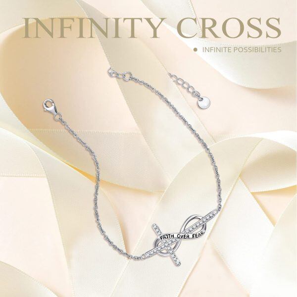 Sterling Silver Infinity Cross Bracelets-3