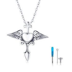 Sterling Silver Cross Wing Necklaces-0