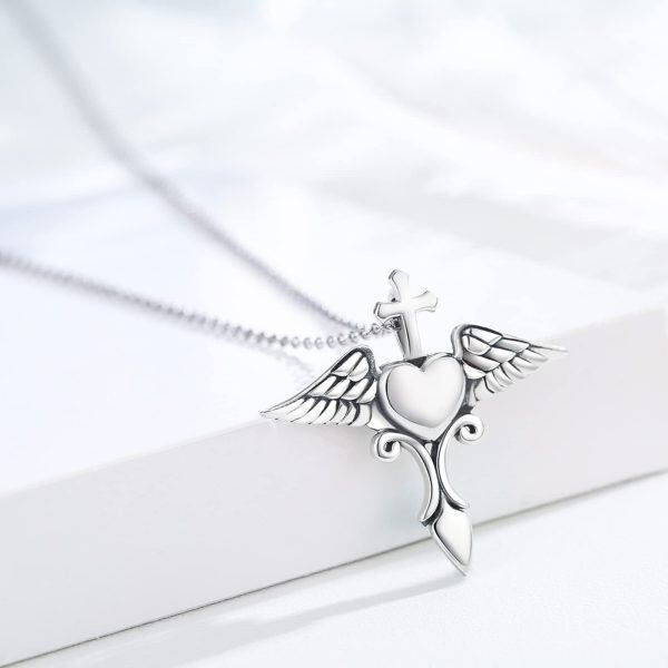 Sterling Silver Cross Wing Necklaces-1