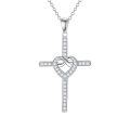 wholesale Rhodium-Plated 925 Sterling Silver Infinity Heart Cross Necklace for Women-0-0