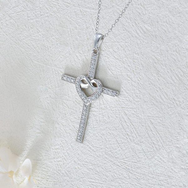 Sterling Silver Heart Cross Necklaces-2