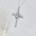 wholesale Rhodium-Plated 925 Sterling Silver Infinity Heart Cross Necklace for Women-0-2