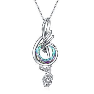 Sterling Silver Phoenix Music Pendant Necklace-0