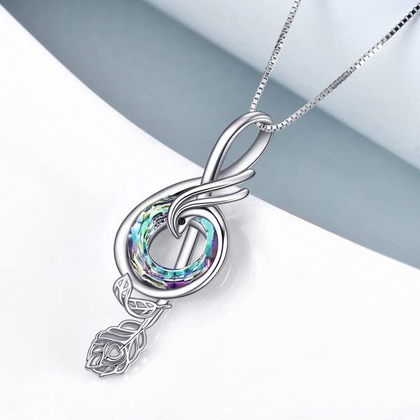 Sterling Silver Phoenix Music Pendant Necklace-1