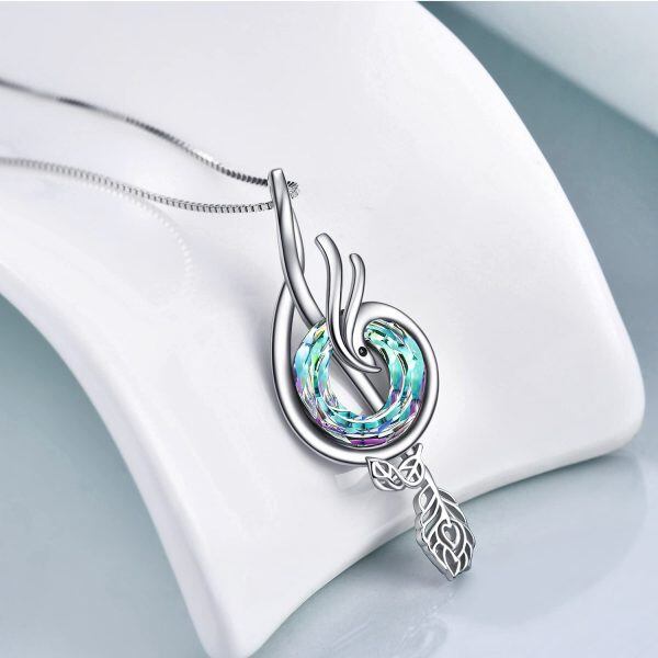 Sterling Silver Phoenix Music Pendant Necklace-2