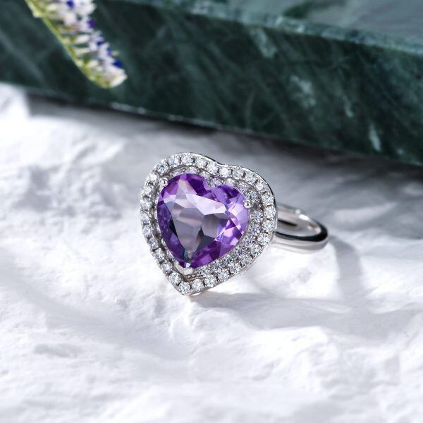 Sterling Silver Natural Amethyst Ring-3