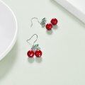 wholesale 925 Sterling Silver Red Pearl and Green Crystal Drop Earrings for Women Girls-0-3