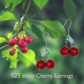 wholesale 925 Sterling Silver Red Pearl and Green Crystal Drop Earrings for Women Girls-0-4