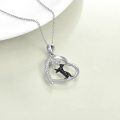 wholesale 925 Sterling Silver Black and White Wolf Heart Pendant Necklace Gifts for Women-0-3