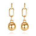 wholesale Gold-Plated 925 Sterling Silver Ball Chain Drop Earrings for Women - Modern Minimalist Design-0-0