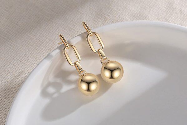 Sterling Silver Ball Chain Earrings -2