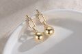 wholesale Gold-Plated 925 Sterling Silver Ball Chain Drop Earrings for Women - Modern Minimalist Design-0-2