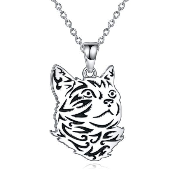 Sterling Silver Cat Necklace-0