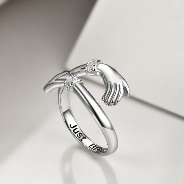 Sterling Silver Just Breathe - Hug Rings -2