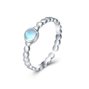 Sterling Silver Moonstone Adjustable Ring -0