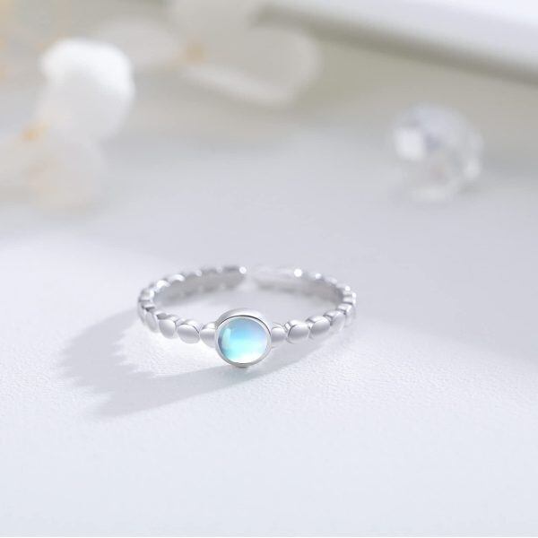 Sterling Silver Moonstone Adjustable Ring -1