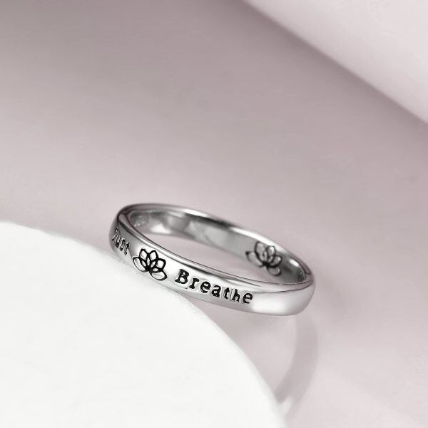 Sterling Silver Just Breathe - Dainty Stacking Band Ring-1