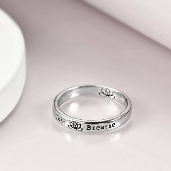 Sterling Silver Just Breathe - Dainty Stacking Band Ring-2