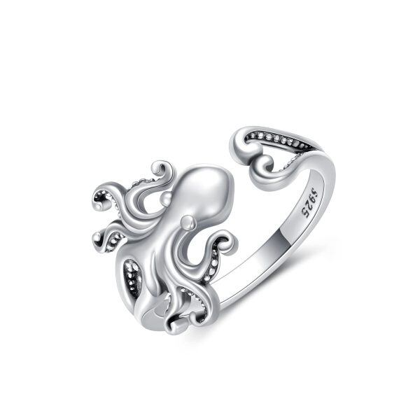 Sterling Silver Octopus Ring -0