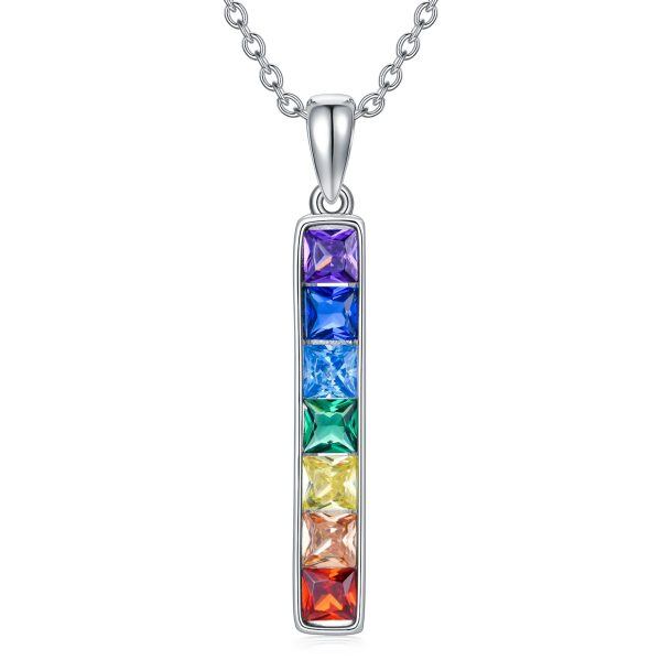 Sterling Silver Birthstone Pendant Necklace -0