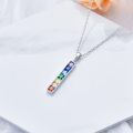 wholesale 925 Sterling Silver Rainbow CZ Charm Bar Pendant Necklace for Women-0-3
