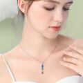 wholesale 925 Sterling Silver Rainbow CZ Charm Bar Pendant Necklace for Women-0-4