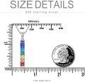 wholesale 925 Sterling Silver Rainbow CZ Charm Bar Pendant Necklace for Women-0-5