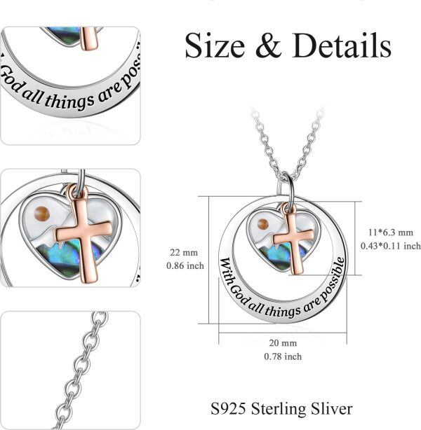 Sterling Silver Hope Love Cross Charm Pendant Necklace-3