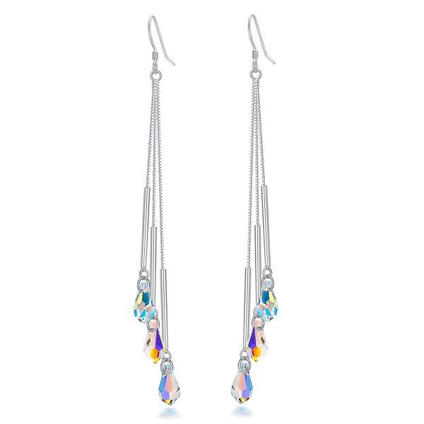 Sterling Silver Teardrop Drop Dangle Earrings-0